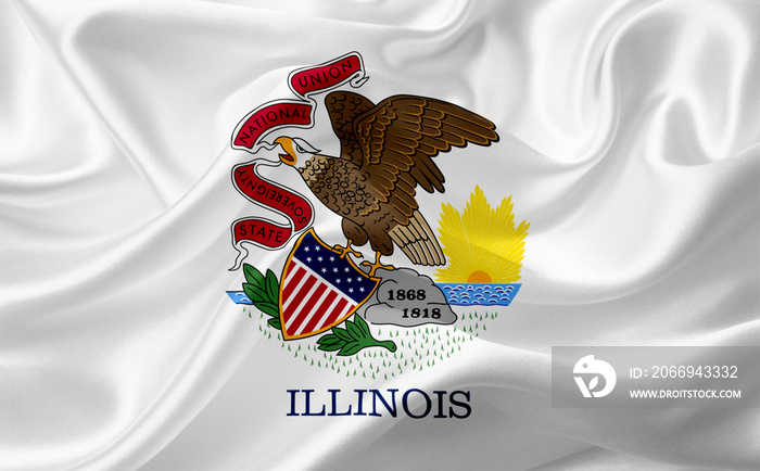 Flag of Illinois, USA with waving fabric texture