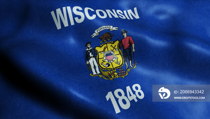 State of Wisconsin Flag in 3D