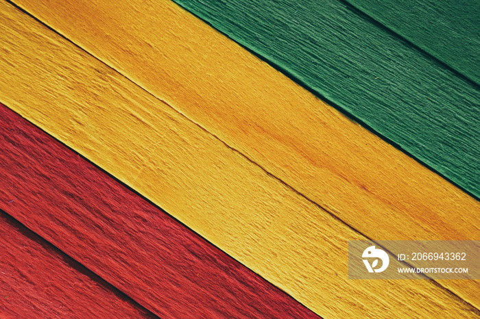 Background wood green, yellow, red old retro vintage style, rasta reggae flag