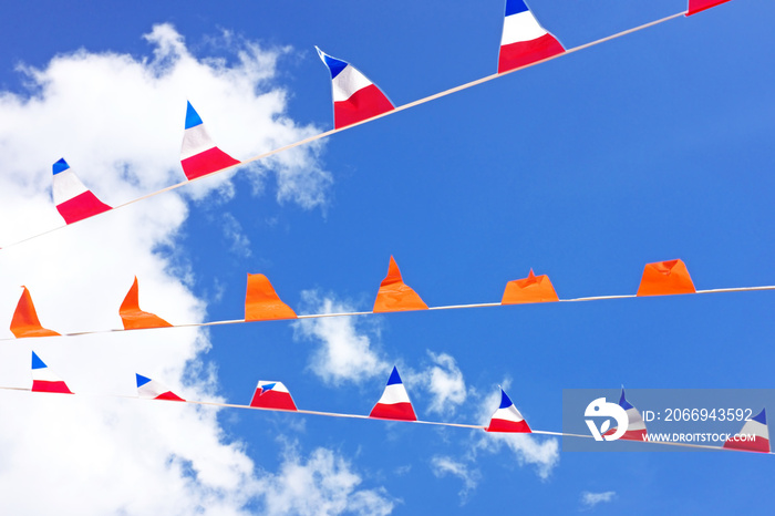 Orange flags, celebrating kings day in the Netherlands