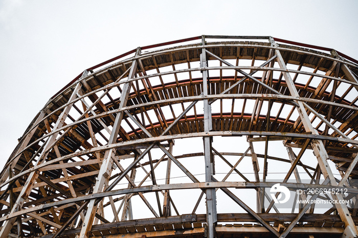 old wooden roller coaster Blackpool please beach holiday resort north west England Lancashire