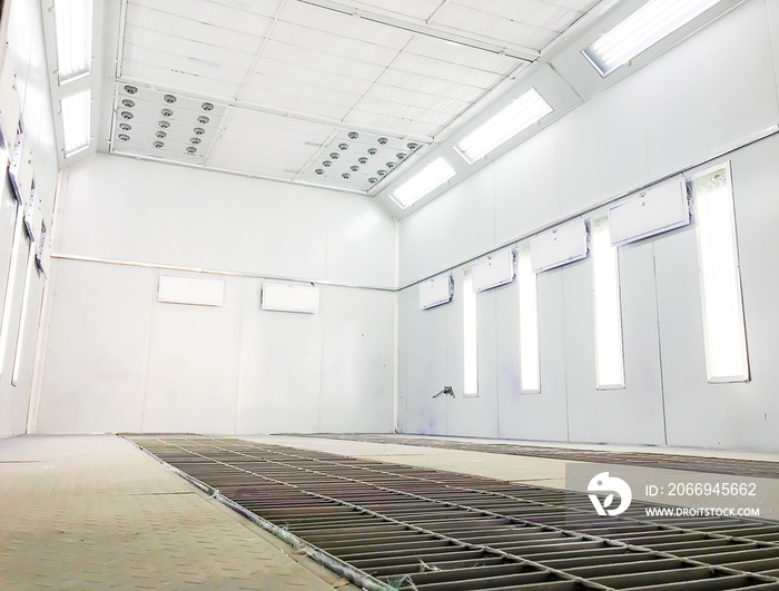 Automotive paint room,Paint booth in the car repair station.