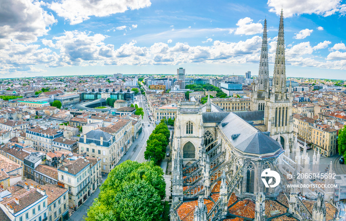 Aerial view of Cathédrale Saint-André de Bordeaux in Bordeaux, France