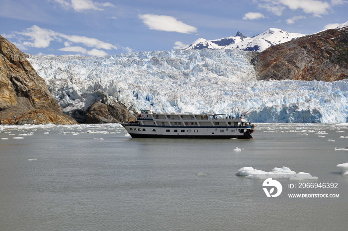 Ancored Ship in Tracy Arm Fjord, Alaska, USA