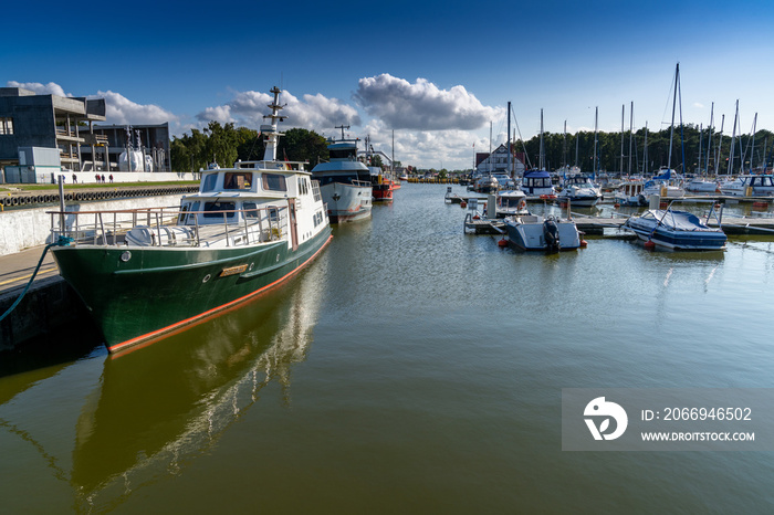 view of the yacht harbor and marina in Leba