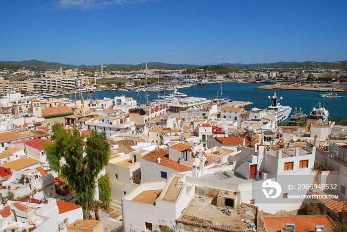 Ibiza, Spain: View from the old town to the port