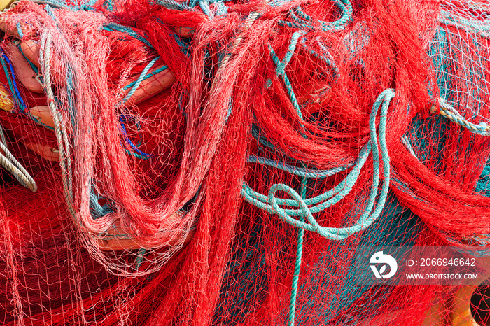 Red Fishing Net Pile Background Texture