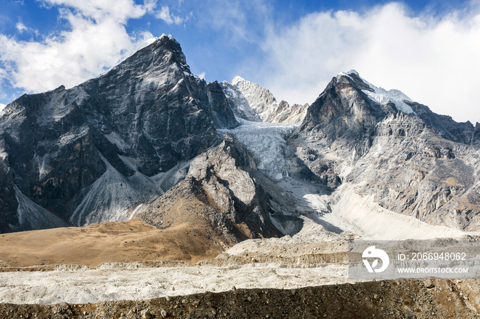 Lobuche from the top of Kongma La pass, Everest 3 high passes trek, Nepal