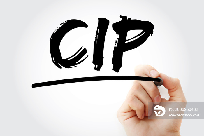 CIP - Carriage and Insurance Paid acronym with marker, business concept background