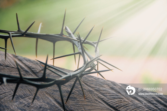 Crown of thorns with customizable space for the and Christian quotes. Christianity concept.