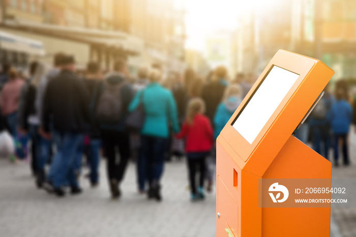 Self-service desk on a city street