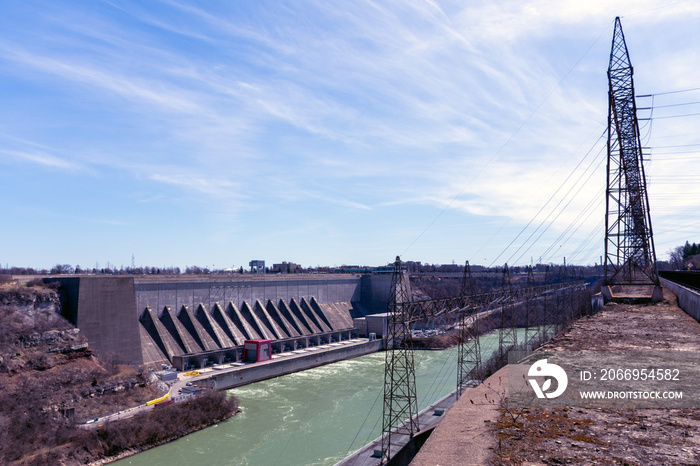 A view of the Niagara River and the Robert Moses power plant.