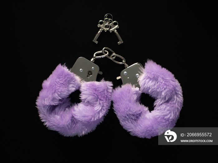 Purple handcuff with key