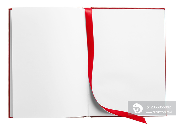 Blank book with bookmark on white background