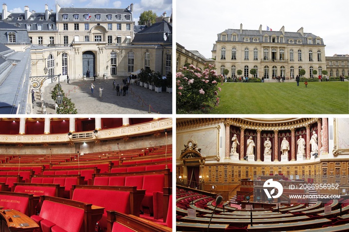 Lieux de pouvoir à Paris : Assemblée, Sénat, Elysée et Matignon