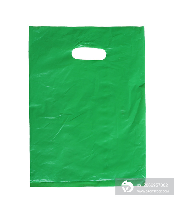 Green plastic bag isolated. Zero waste element