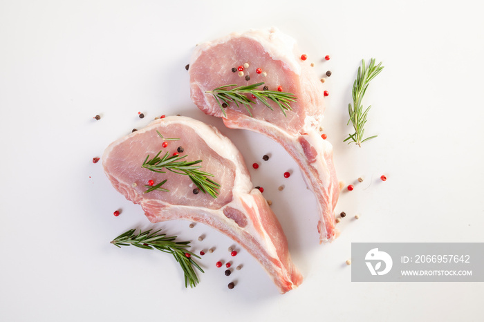 fresh pork chop on white background