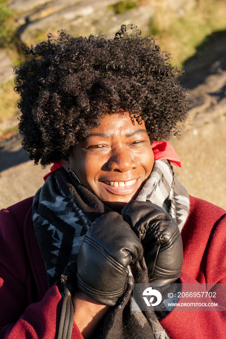 Portrait of senior woman in winter clothing