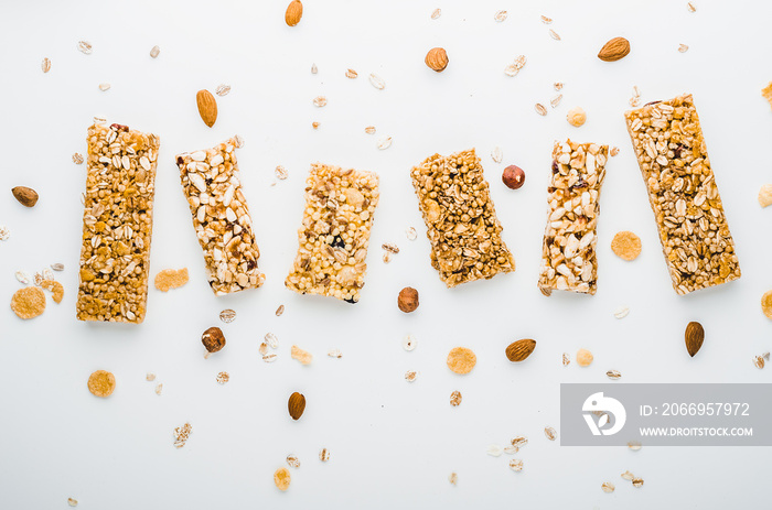 Museli, cereal, granola protein energy bars