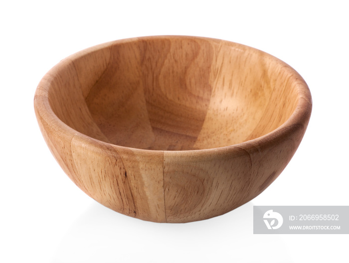 wooden bowl isolated on white background