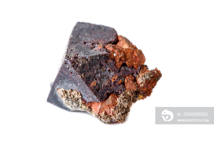 Macro cuprite mineral on white background