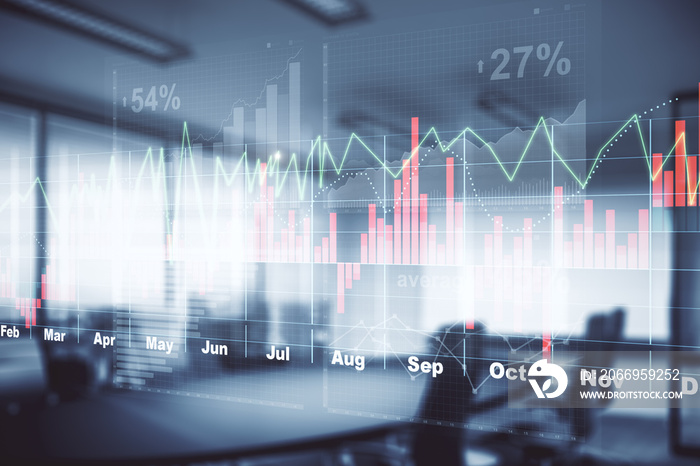 Office with forex chart