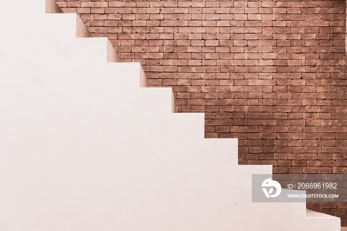 Concrete Staircase with brick wall in residential house building of construction industry