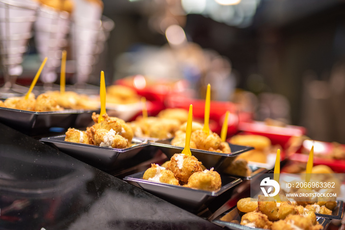 Spain Tapas Snacks on Food Market in Barcelona