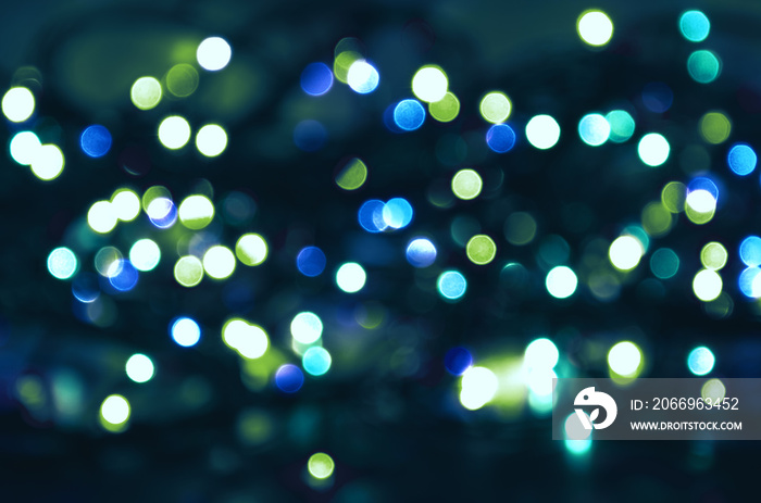 Blue and green bokeh christmas lights