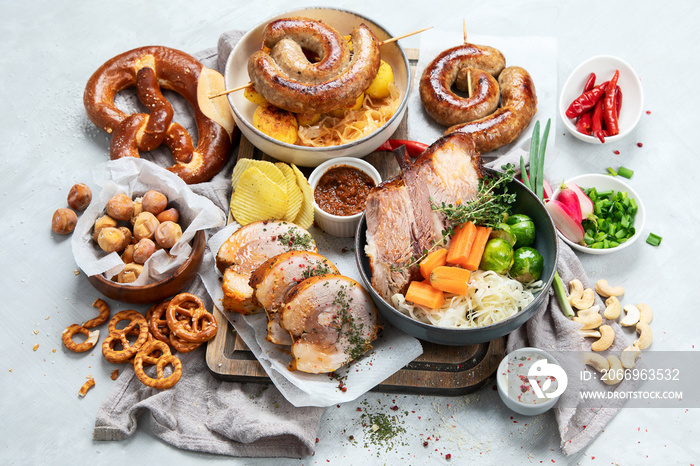 Assortment of different german food.