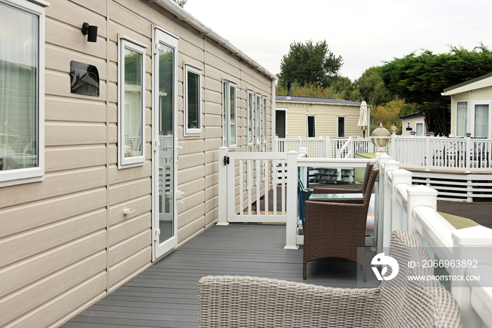 modern terrace on a holiday caravan home.