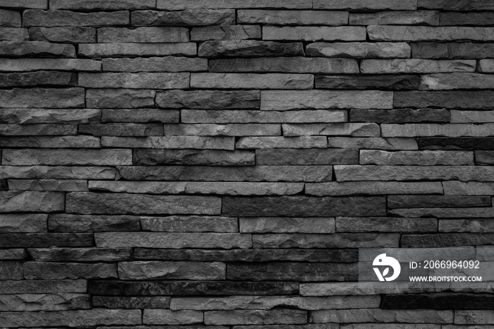 panorama black brick wall texture for pattern background.