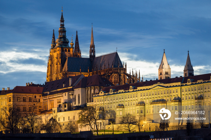 Prague’s Castle during sunset, Prague, Czech republic, Europe. Beautiful, one of the biggest occupied castle complex in the world.