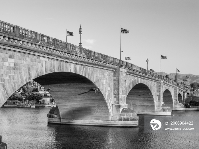 London Bridge in Lake Havasu, old historic bridge rebuilt with original stones