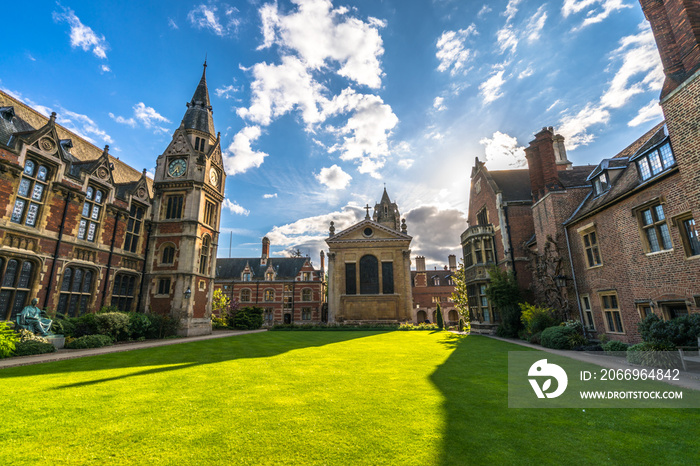 The old library and clock tower in Cambridge, England