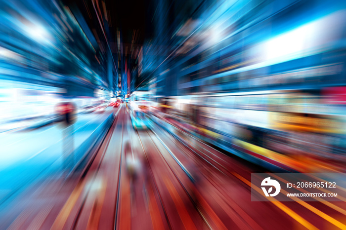 Abstract image of night traffic light trails in the city