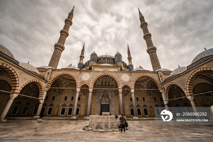 Ramadan in Turkey. Ramadan or kandil or laylat al-qadr or kadir gecesi or islamic background. Selimiye Mosque in Edirne Turkey