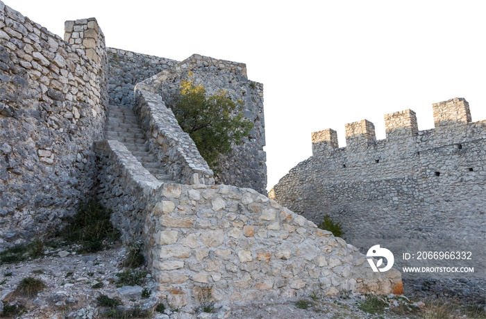 Isolated PNG cutout of medieval castle ruins on a transparent background, ideal for photobashing, matte-painting, concept art