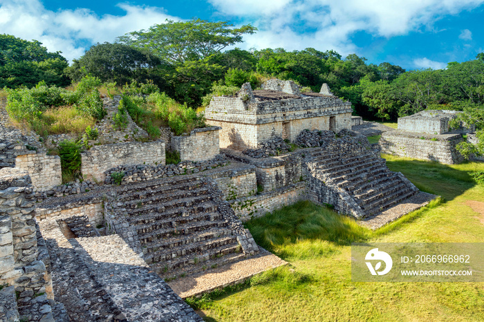 Ancient Mayan Ruins in Mexico Jungle