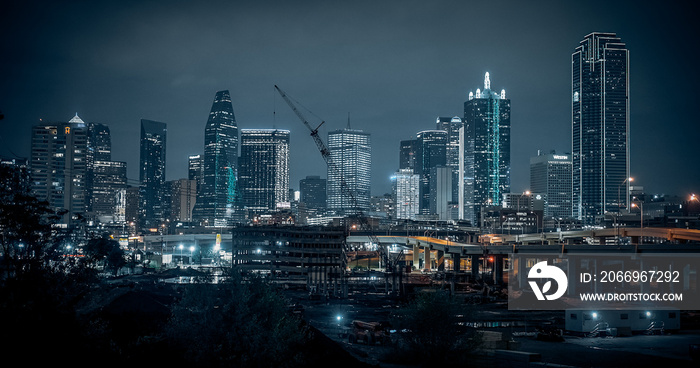 Skyline of Dallas Texas at night - travel photography