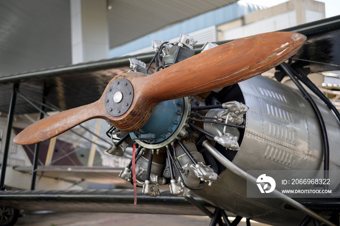 A small plane propeller in an airfield