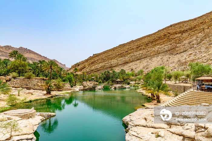 Wadi Bani Khalid in Oman. It is located about 203 km from Muscat ant 120 km from Sur.