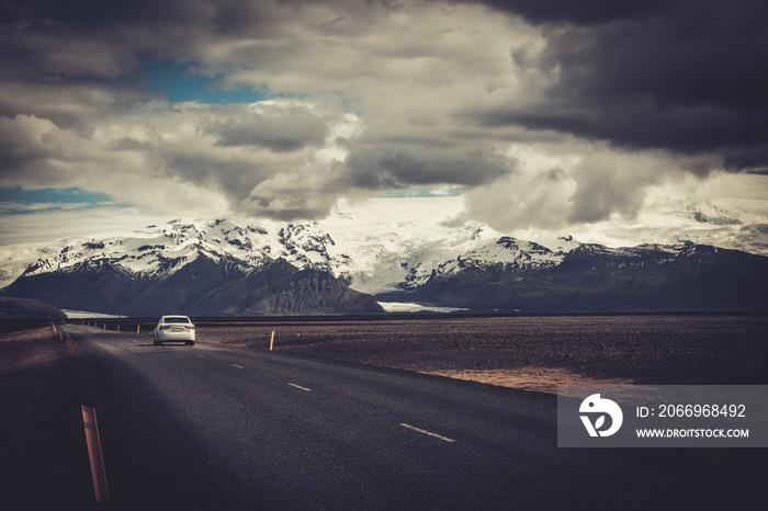 Car on a road in a national park