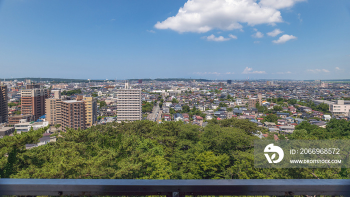 秋田 久保田城から秋田市街地を望む