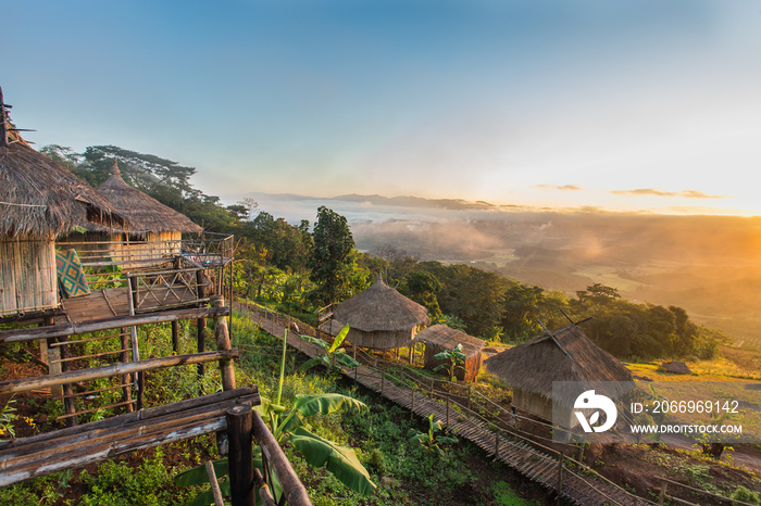 view point at Ban Doi Sa-ngo Chiangsaen Chiangrai Thailand. which includes a view of the Golden Triangle covering Thailand, Laos and Myanmar.