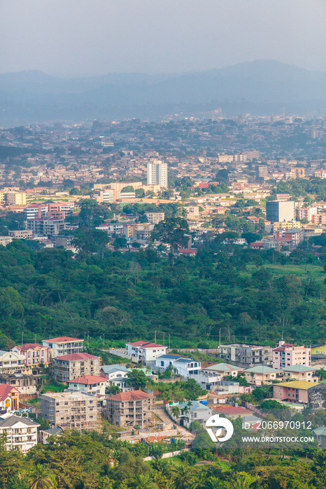 Cameroon, Centre Region, Mfoundi Department, Yaounde, Mount Febe, elevated view of Yaounde north-western neighbourhoods