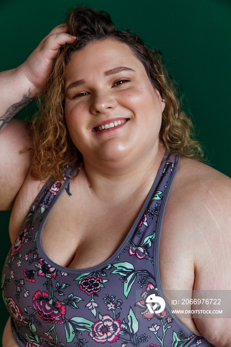 closeup of plus size woman smiling