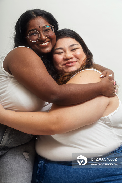 Asian duo lifestyle studio portrait shot