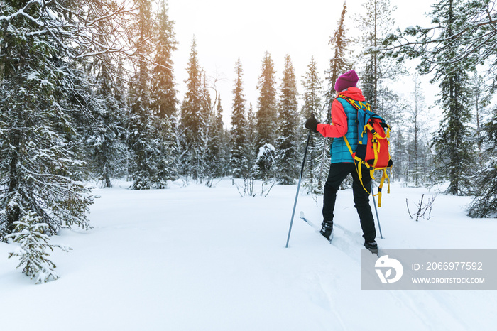 ski touring in the deep fresh snow, Yllas, Lapland, Finland