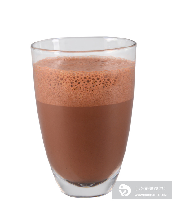 Isolated shot of hot chocolate in glass.